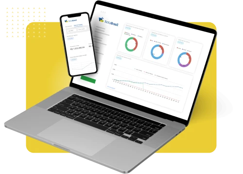 Ilustração notebook e smartphone navegando no sistema do Nota Brasil Ilustração notebook e smartphone navegando no sistema do Nota Brasil