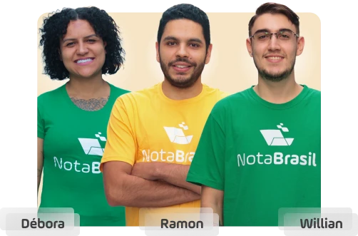 Foto de Débora, Ramom e Wiliam. Colaboradores do Nota Brasil